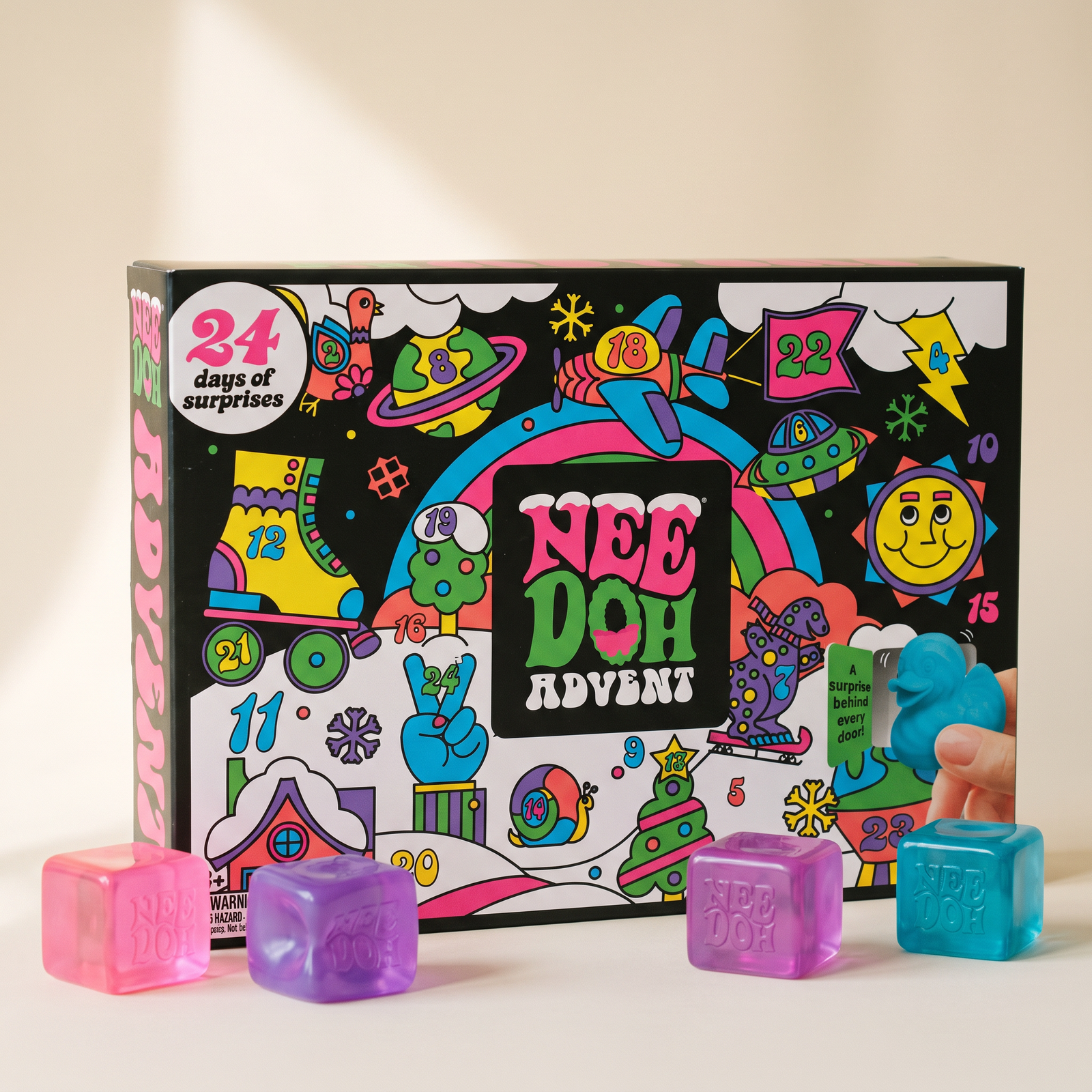 Squishmas Advent Calendar with NeeDoh squishy cubes